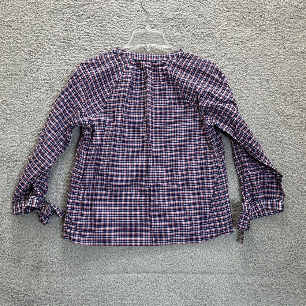 Madewell Shirt Womens Small Whitby Plaid Tie Sleeve Popover Top Peasant - Picture 5 of 8
